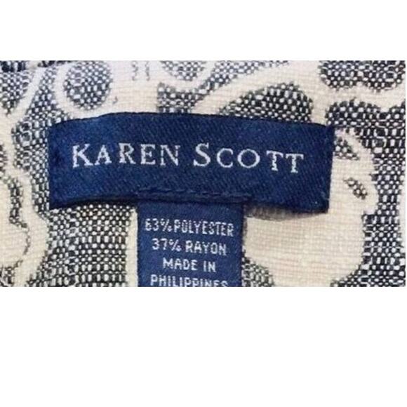 KAREN SCOTT Long Sleeve Floral Blazer Jacket in Blue & White  SZ 2X - Picture 7 of 9